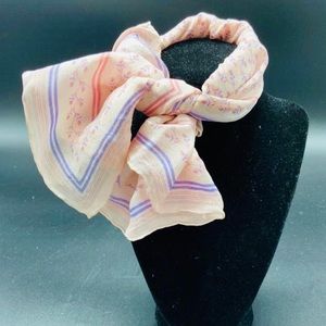 Anne Klein Pastel 100% Silk Scarf ~Peach & Purple